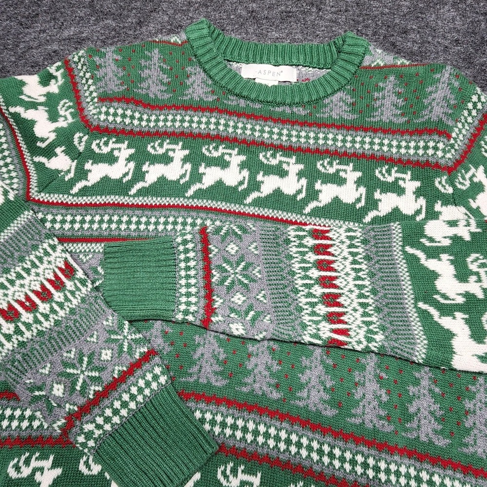 Aspen Mens Holiday Christmas Sweater Reindeer Nordic Fair Isle Snowflake Small